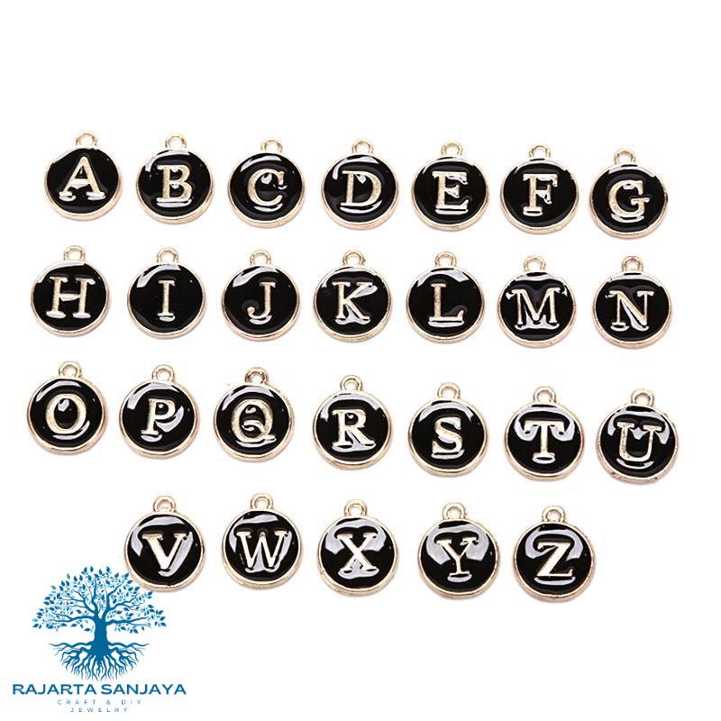 1Pcs Letter Epoxy Alphabet A-Z Charms Initial Letter Bracelet Jewelry Black