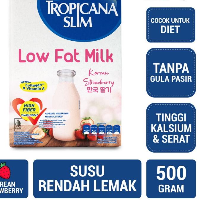 

♠ Tropicana Slim Low Fat Milk Korean Strawberry 500 gram – Susu dengan Kolagen ✵