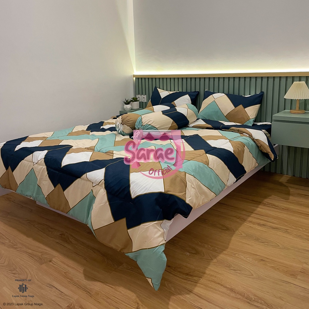 Sarae Bedcover Sprei Set Motif  Amarta Dino dan Marble Bahan Katun Halus