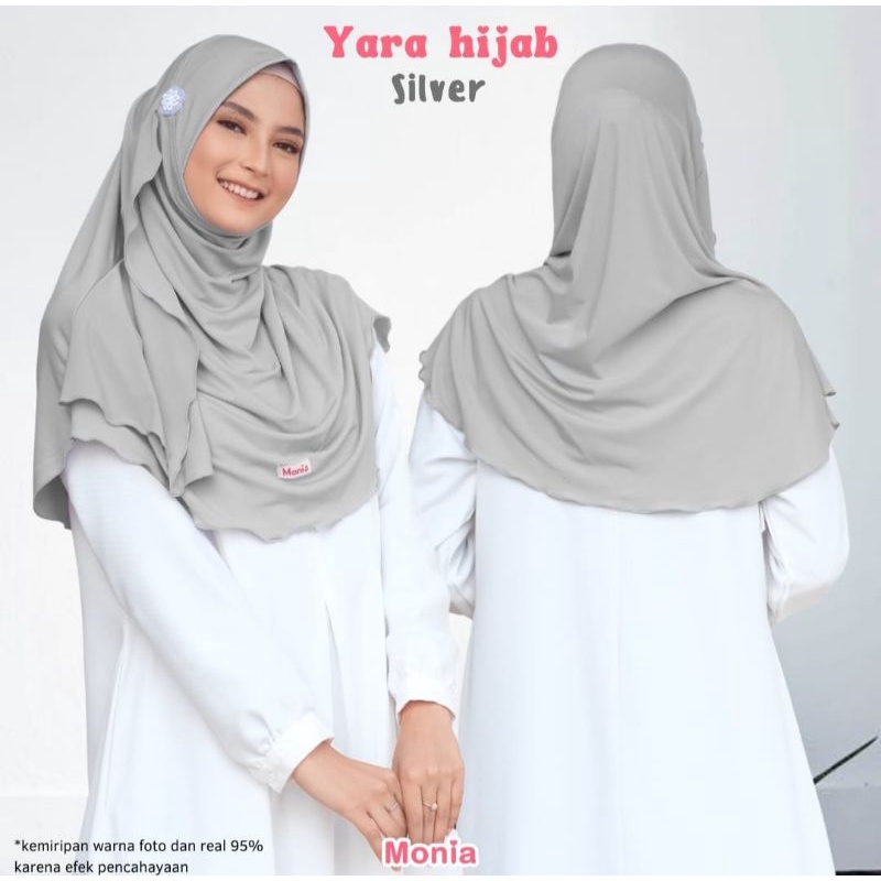 Yara Hijab by Monia Hijab Kids Silver size MLXL | Hijab Instant Anak Terlaris