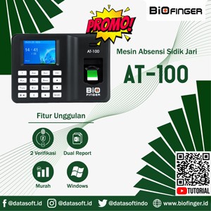 

[[JNT COD]] Mesin Absensi BioFinger AT-100, 500 Jari, USB Flash, EXCEL, Murah, Grs