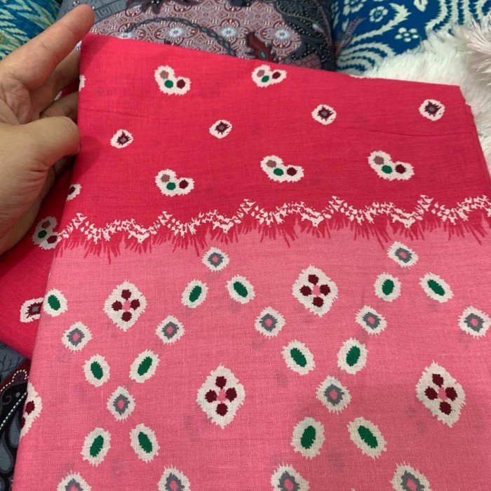 kain batik meteran bahan katun halus primisima motif jumputan - pink