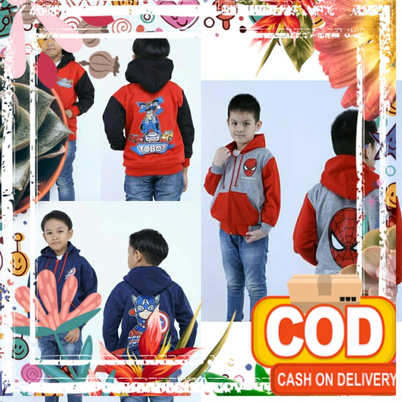 Jaket Anak Laki-laki usia 3 S/d 10 tahun Jaket zipper anak / unik kado