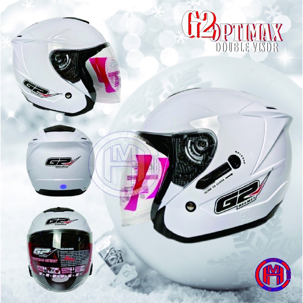 HELM G2 OPTIMAX PUTIH SOLID | DOUBLE VISOR MODEL INK DYNAMIC