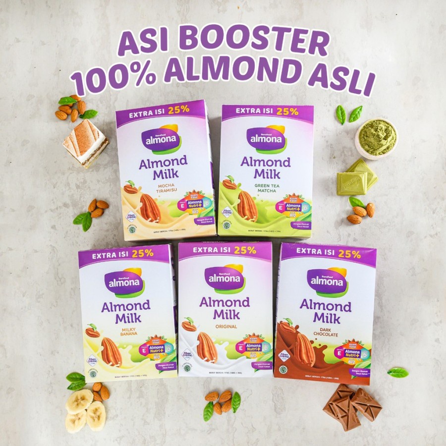 ALMONA ALMOND MILK / SUSU ALMOND ASLI 175GR - 6 VARIAN RASA