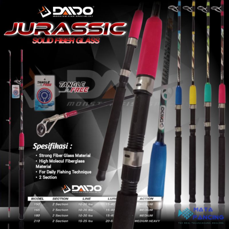 Joran pancing Daido Jurassic &amp; Daido Ertang 165cm 180cm 210cm fiber solid cocok untuk pancing sungai air tawar dan pancing laut