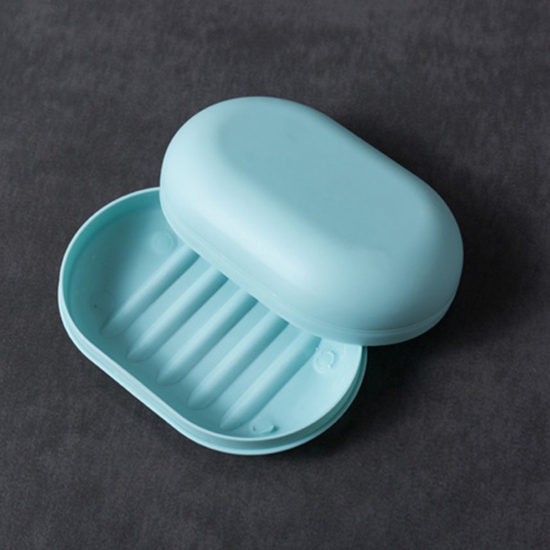 Warna Murni Oval Bentuk Tahan Lama Kotak Sabun Tutup Segel Anti Bocor Saluran Air Tempat Sabun Portabke Box Sponge Tempat Penyimpanan Tray Penyimpanan Kamar Mandi