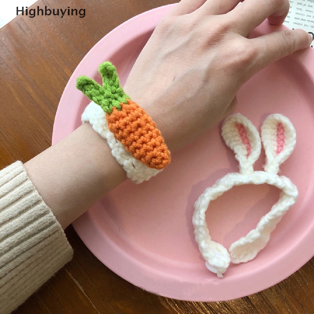 Hbid Lucu Wol Buatan Tangan Hewan Gelang Knitg Crochet Telinga Kelinci Wortel Katak Gelang Fashion Perhiasan Untuk Siswa Menenun Tangan Tali Glory