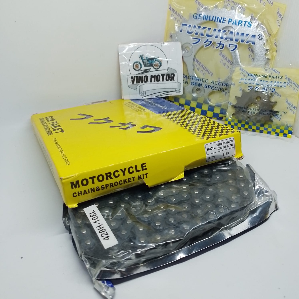 GIR SET GEAR PAKET 38T SUPRA FIT NEW FIT X FIT S 14T-38T 428H-108L FUKUKAWA
