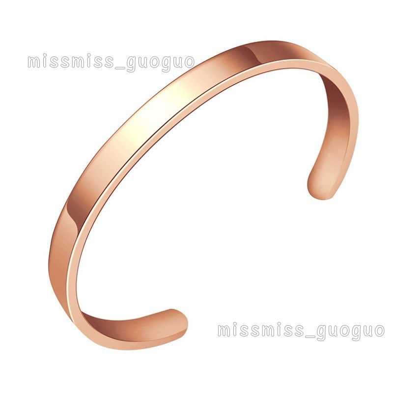 Missmiss Gelang Tangan Titanium Steel Lapis Rose Gold 18K Bentuk C Anti Karat / Alergi Untuk Pria / Wanita