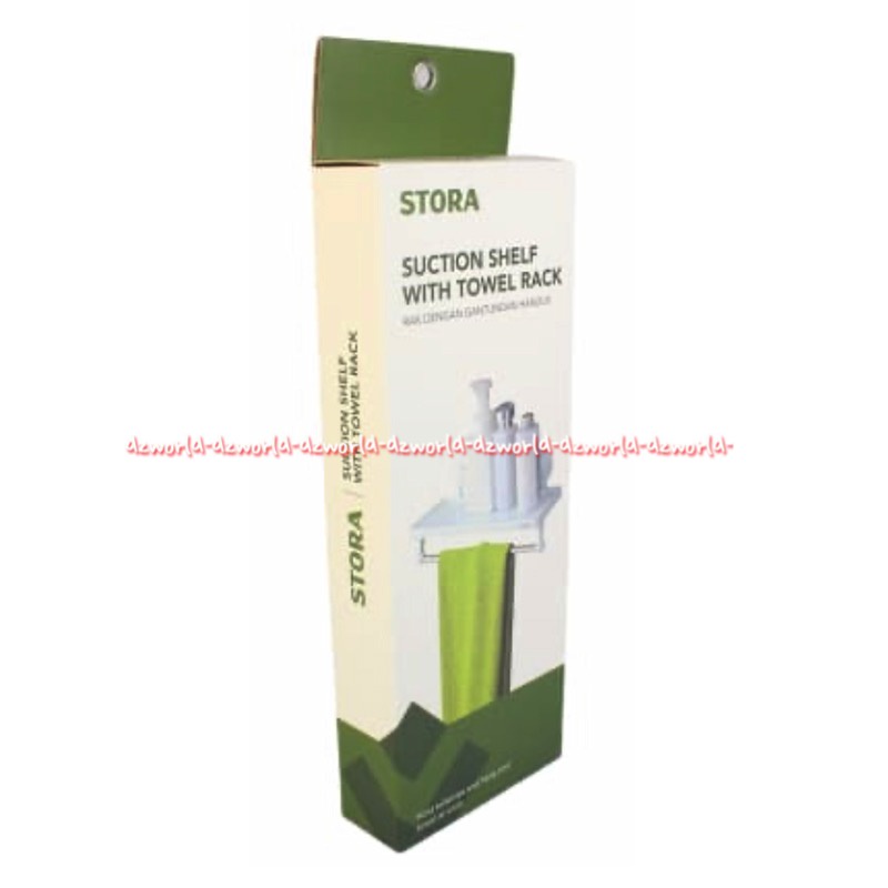 Stora Suction Shelf With Towel Rack Rak Sabun Mandi Cair Shampoo Dengan Gantungan Handuk Model Klep Tanpa Paku Baut Towelrack Plastic