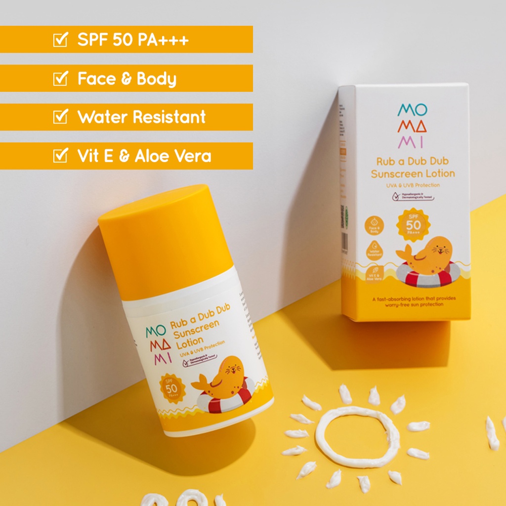 Momami - Rub a Dub Dub Sunscreen Lotion - Itsy Bitsy Sun Stick - Sunny Buddy Soothing Gel - Sunscreen Baby / Sun Block Stik Tabir Surya