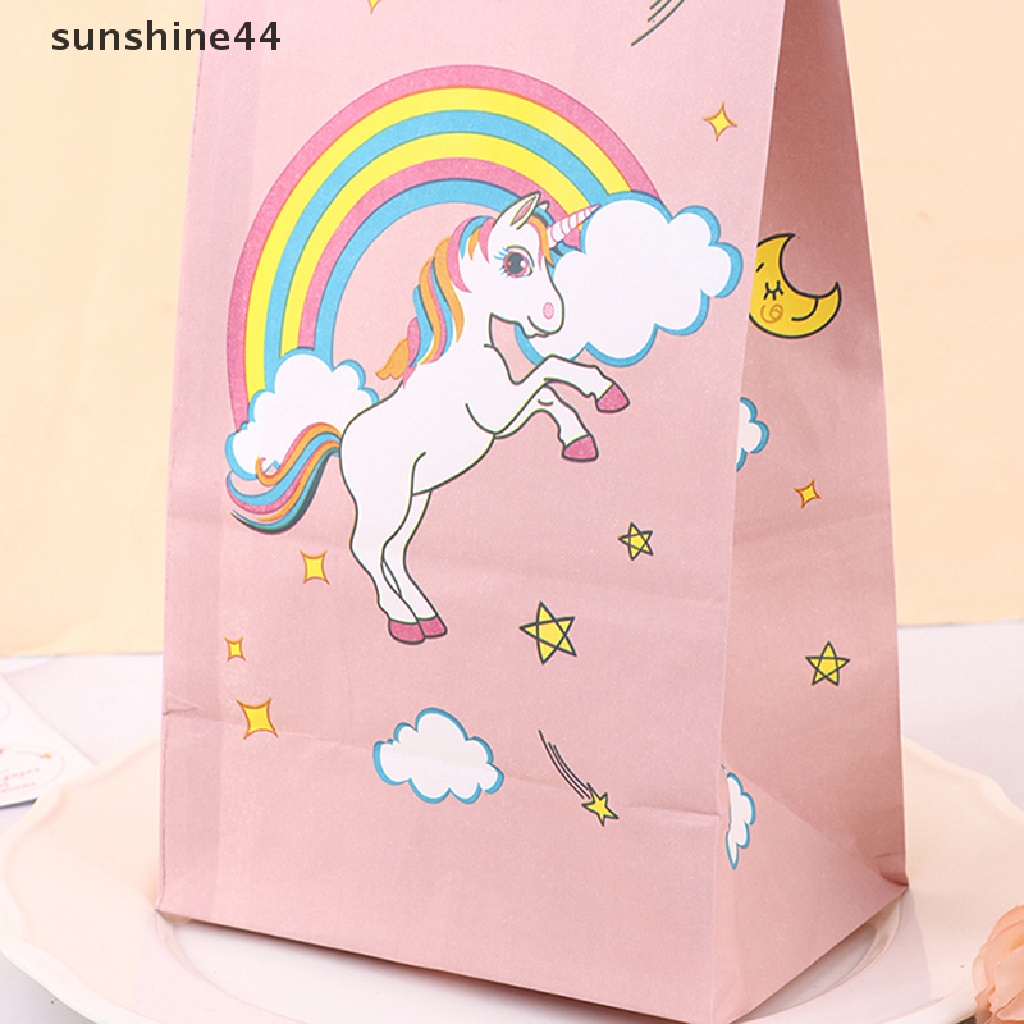 Sunshine 12Pcs/Pack Unicorn Paper Candy Gift Bag Kantong Kertas Kraft Kue Pesta Unicorn ID