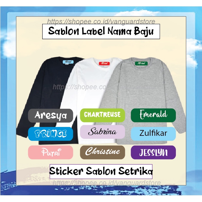 LABEL SERAGAM SEKOLAH ANAK CUSTOM NAMA STIKER KAOS SABLON SETRIKA PESANTREN NAME TAG LAUNDRY