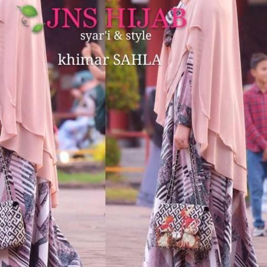 ☊ PREMIUM Khimar 2 Layer Jumbo / Hijab Ceruti Berkualitas SAHLA JNS ➳