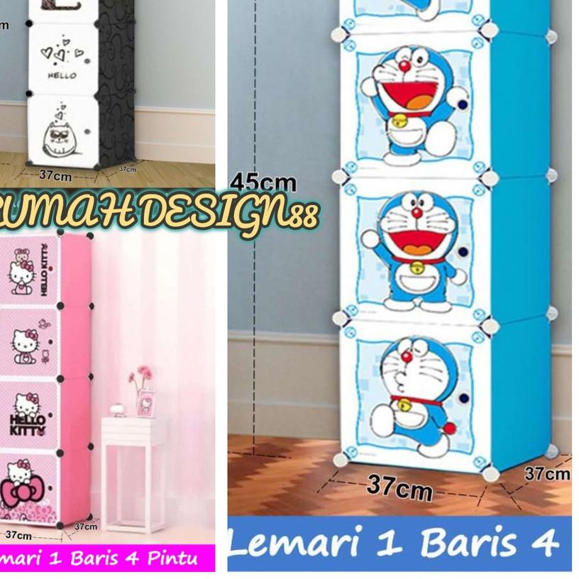 ◄ Lemari Baju 4 Pintu Plastik Pakaian Rak Karakter Mudah Bongkar Pasang Serbaguna ➤