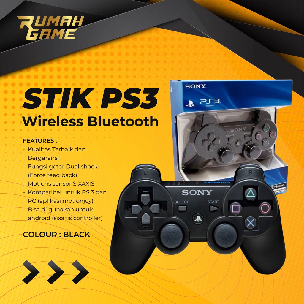 Stick ps3 Gamepad Ps 3 Playstation Hitam Wireless Bluetooth Bt Original