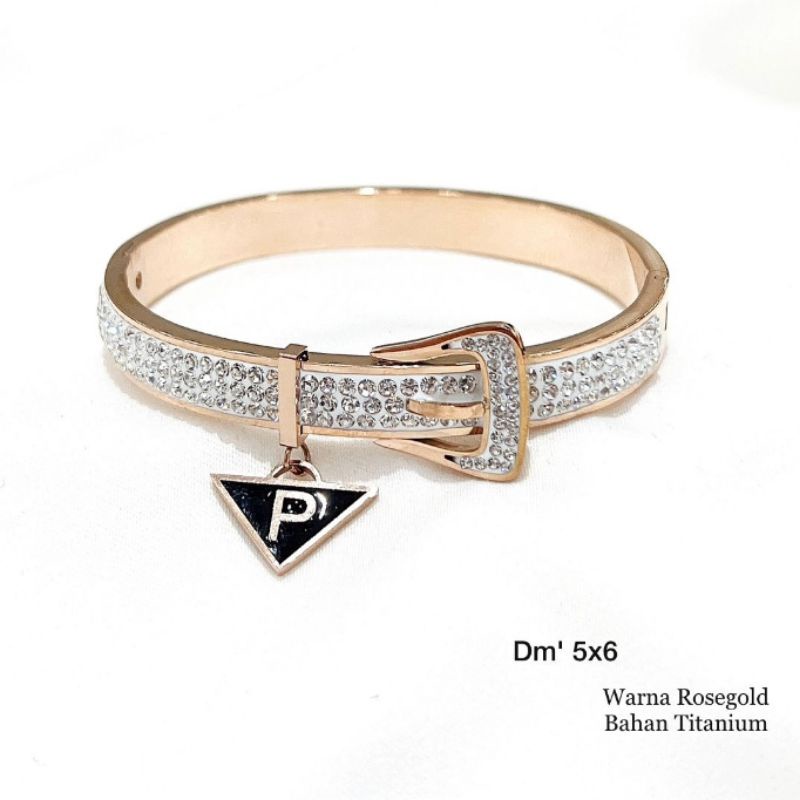 Gelang Titanium Asli RoseGold kilau mirip emas asli Premium Quality Anti Karat Anti Alergi Bracelet Branded Band Stainless Steel Ori G0029