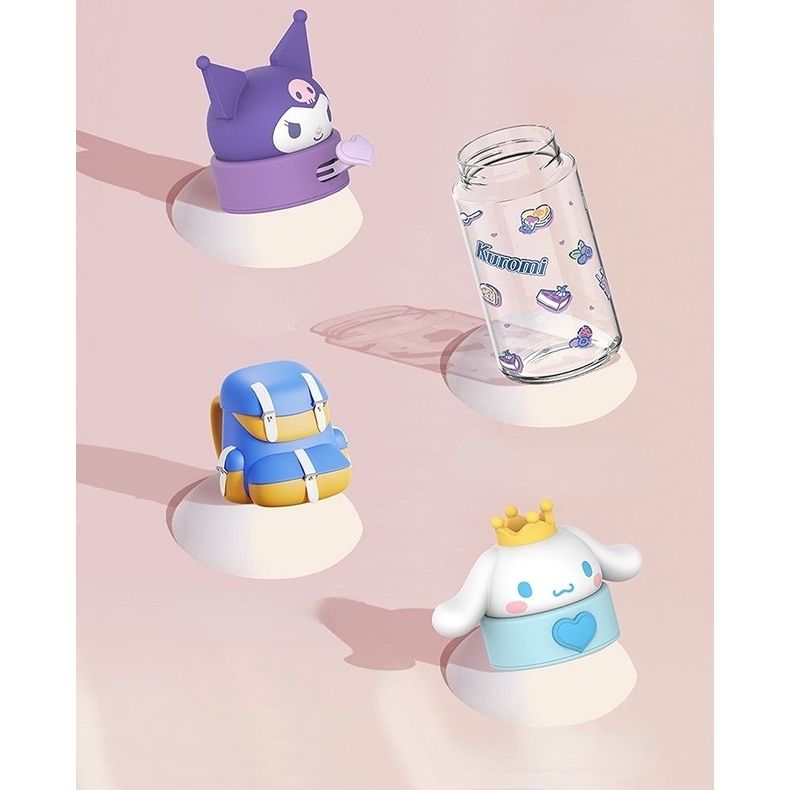 Kawaii Sanrioed Botol Air Kuromi Cinnamoroll Pompompurin Kartun Anime Gelas Boneka Cup Lengan Mainan Untuk Anak-Anak Laki-Laki Perempuan Hadiah