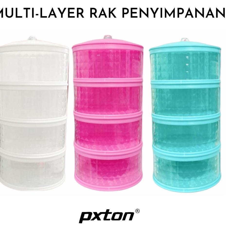 Ready Irit PXTON - Multilayer Rak Plastik Penyimpanan Tempat Makanan / Food storage 4 susun / tudung