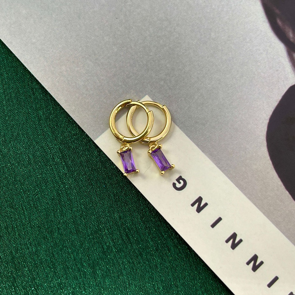 Anting Zirkon Warna-Warni Gaya Korea Untuk Perempuan