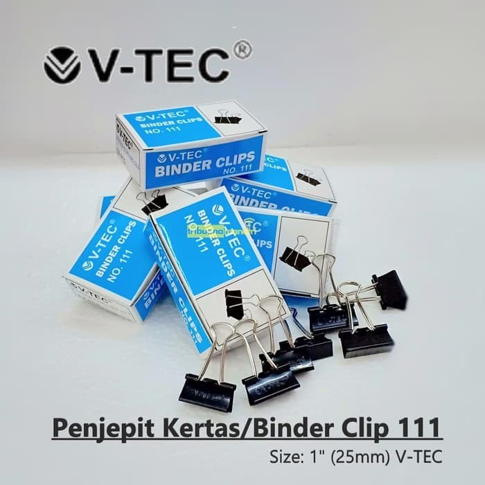 

Terlaris Binder Klip/Penjepit Kertas No.111 V-Tec Size: 1" (25Mm)