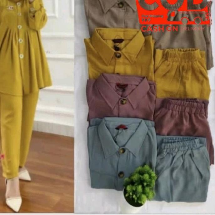 ➹ Zivia Set - Setelan Crinkle Airflow Polos Standar / Setcel polos crinkle / One set zivia premium /