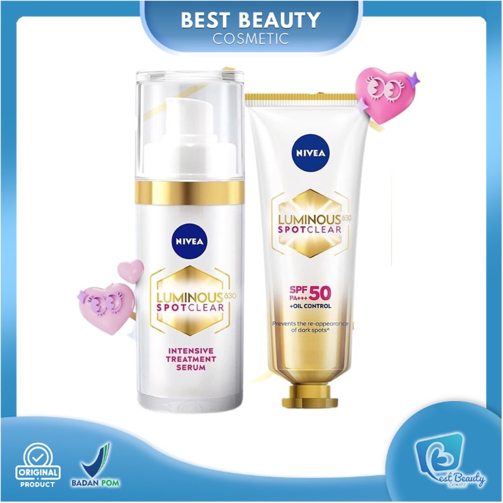 ★ BB ★  NIVEA Luminous 630 Spotclear SERIES | Spot Clear Intensive Treatment Serum 30ml - Spot Clear Sun Protect SPF50 40ml | Set Perawatan Flek Hitam