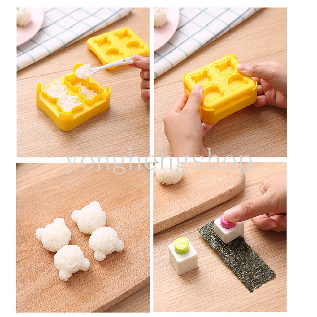 3pcs / set Cetakan Nasi / Onigiri / Sushi / Bento Bentuk Beruang Mini DIY