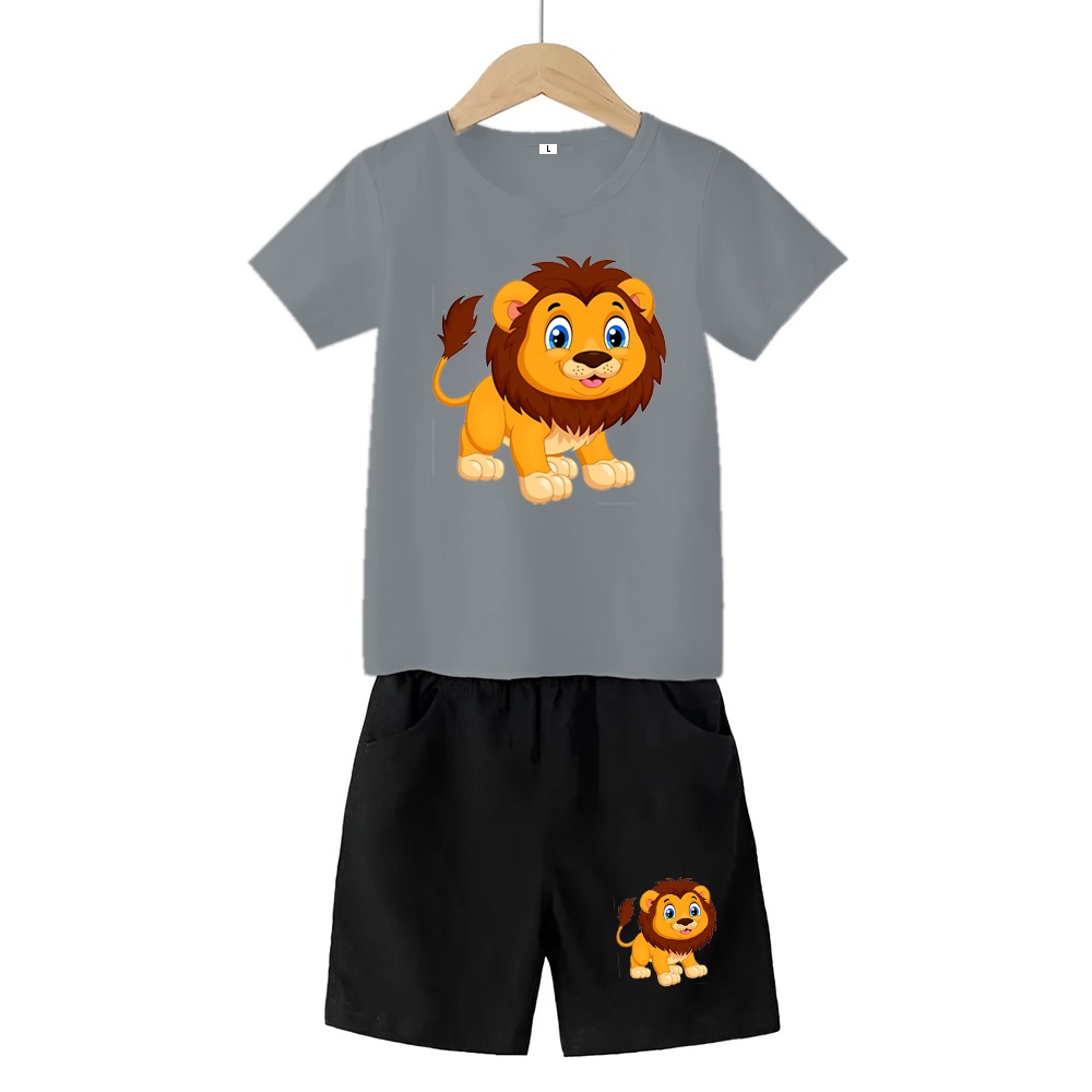 Baju Stelan 3/4 Anak Lion Cowok Cewek  Usia 1 - 4 Tahun Celana Pendek Harian