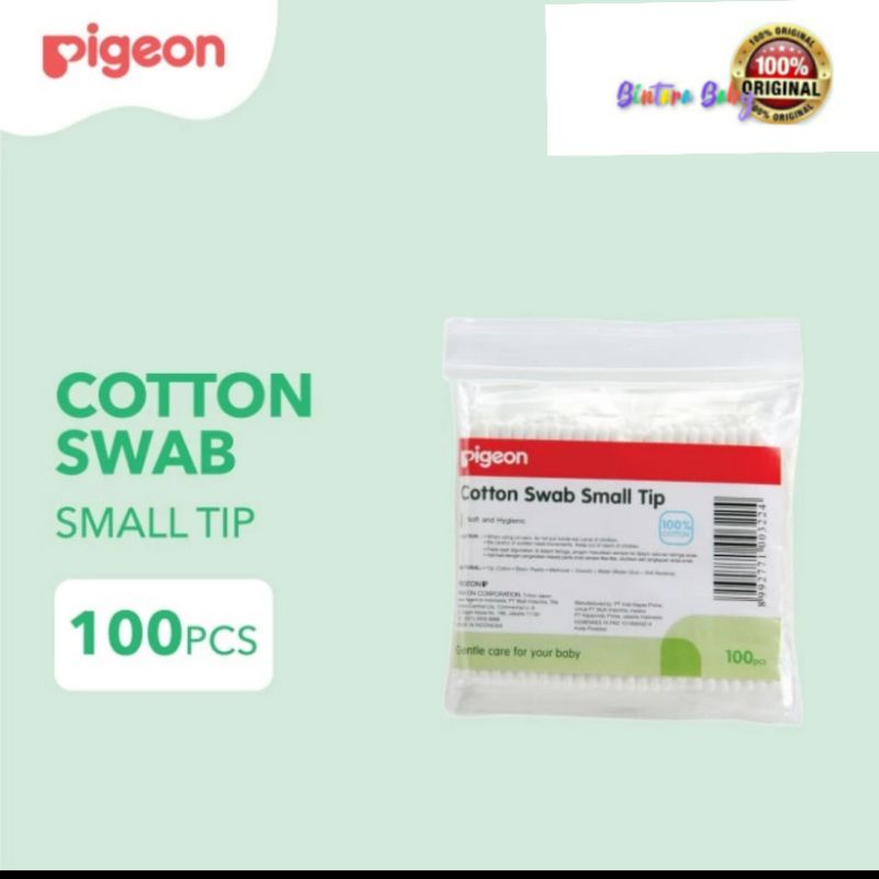 ORIGINAL PIGEON Baby Cotton Swab Small Tip isi 100 cotton bud pembersih hidung telinga bayi steril