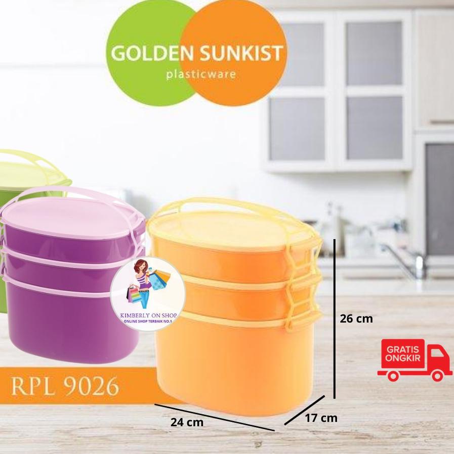 ✭ Rantang Piknik Susun 3 Jumbo RPL 9026 Golden Sunkist ➨