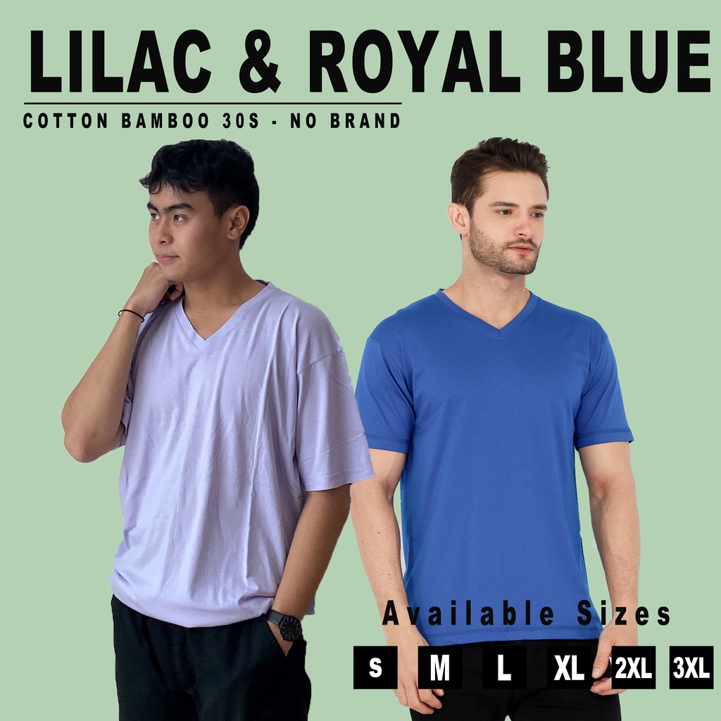 KAOS POLOS V-NECK ROYAL BLUE &amp; LILACKATUN BAMBU 30S | COTTON BAMBOO T-SHIRT