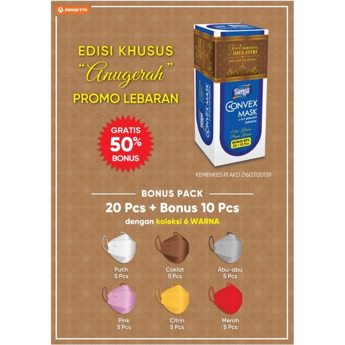 

Sensi Masker Convex Lebaran Mask 4Ply Isi 30Pcs SENSI 4 ply Hampers - Anugerah(30pcs)
