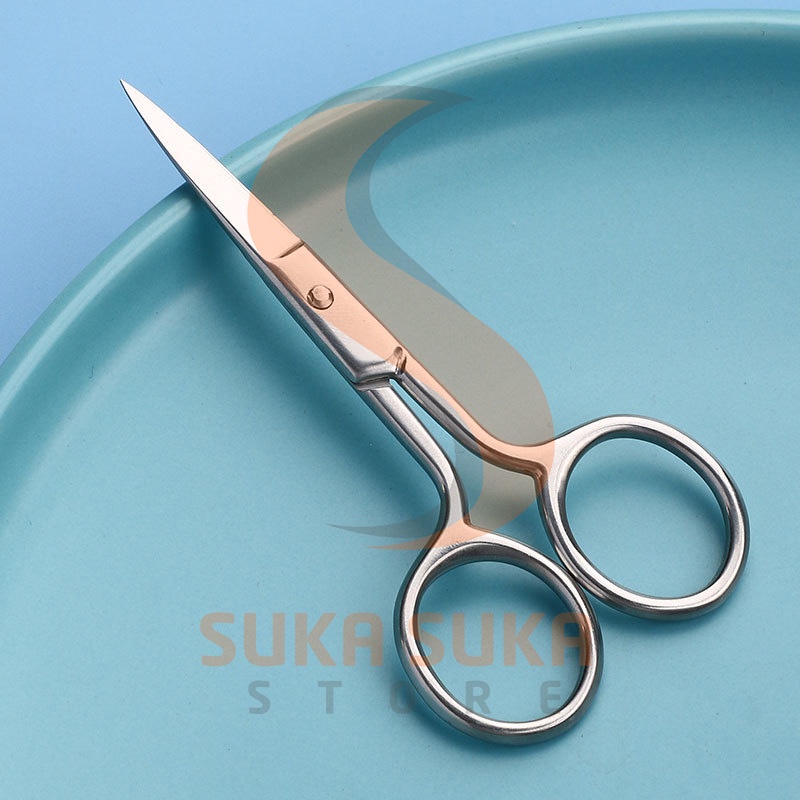 Curved Mini Scissor Gunting Alis Bulu Mata Gunting alis/bulu hidung/ skot mata/kumis Stainless steel