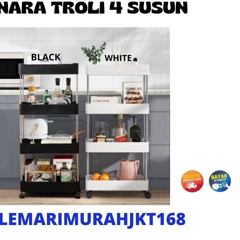 ♟ SHENAR - RAK TROLI DORONG RAK DAPUR DORONG RAK DORONG MULTIFUNGSI RAK 4 SUSUN RAK DAPUR 4SUSUN ,LE