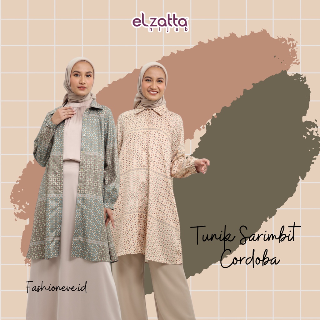 Baju Atasan tunik wanita terbaru tunik rayon motif Elzatta Tunik sarimbit Cordoba size s sampai xxl