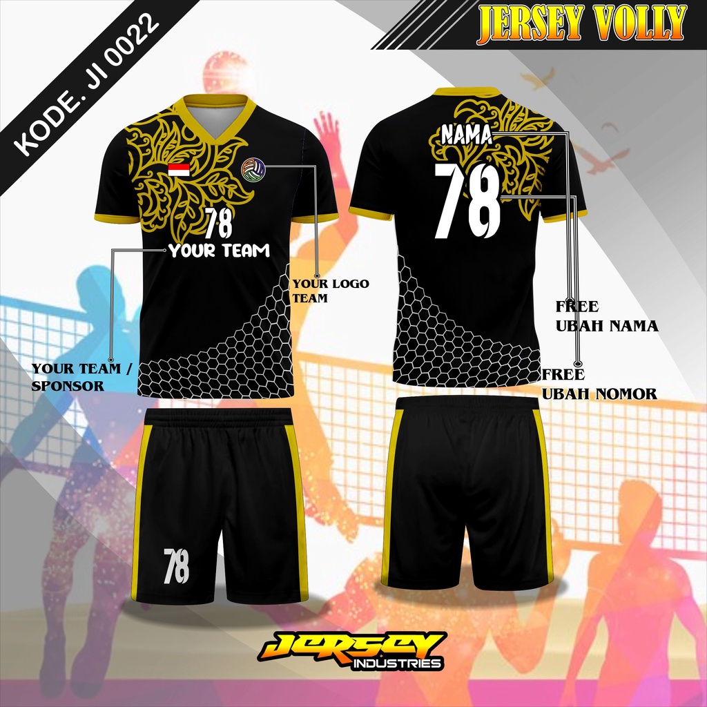 Custom Jersey Volly Full Printing, Kaos Baju Team Voli Desain Keren, Bisa Order Satuan, Bisa Tambah 