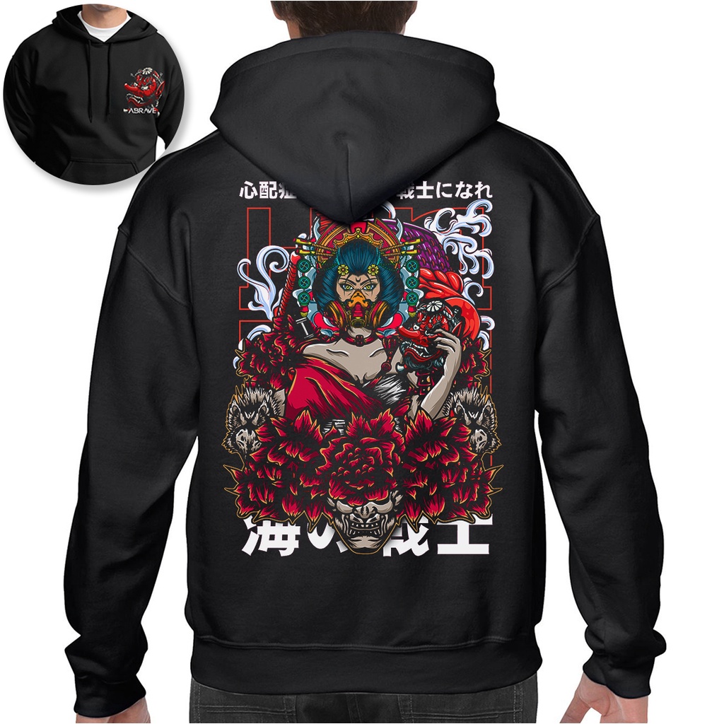 Hoodie pria mask geisha aesthetic matt fleece premium