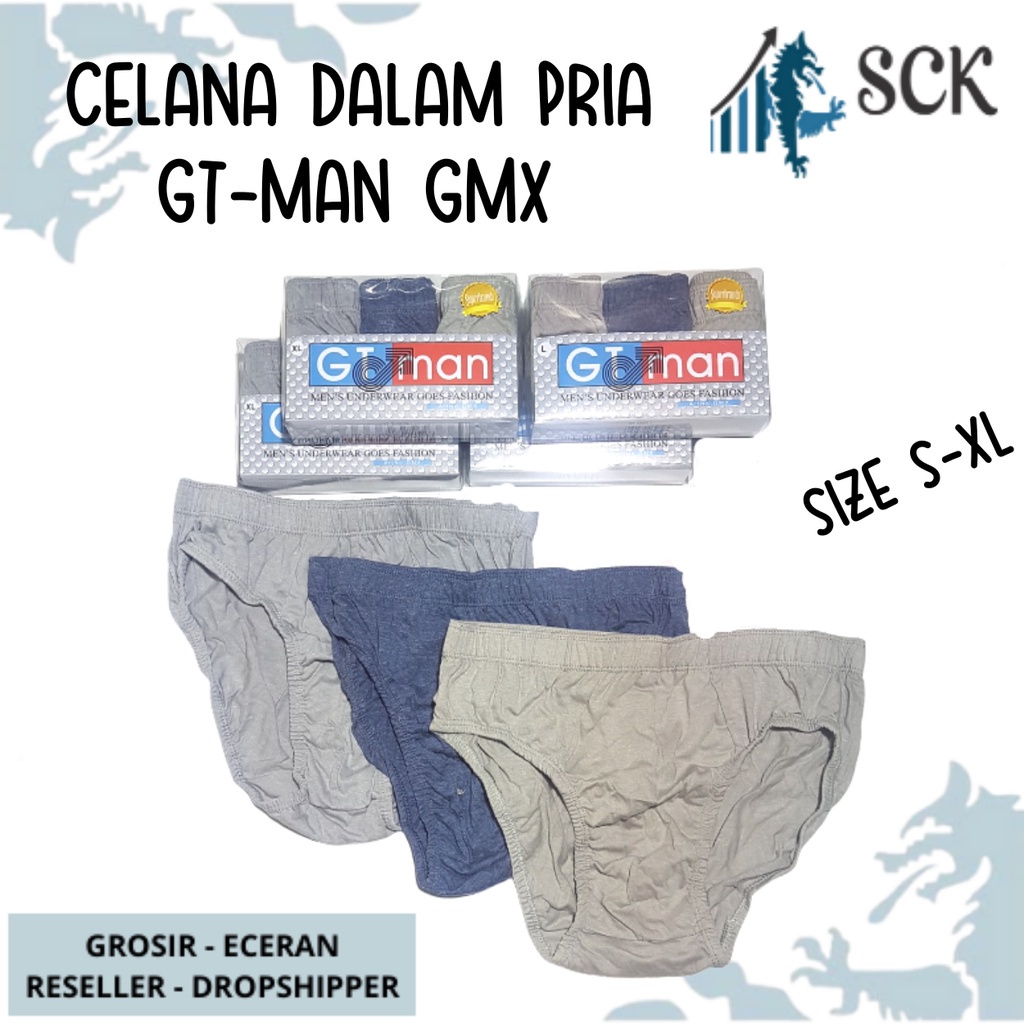 [ISI 3] CD Pria GT-MAN GMX / Celana Dalam Pinggang Karet Bahan Katun Polos Halus / Pakaian Dalam Pria GT MAN - sckmenwear GROSIR