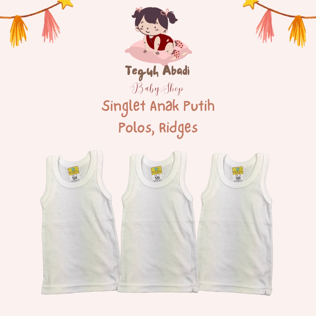 [TA] Ridges Singlet Bayi / Singlet Anak Bayi Putih Polos (6 pcs)