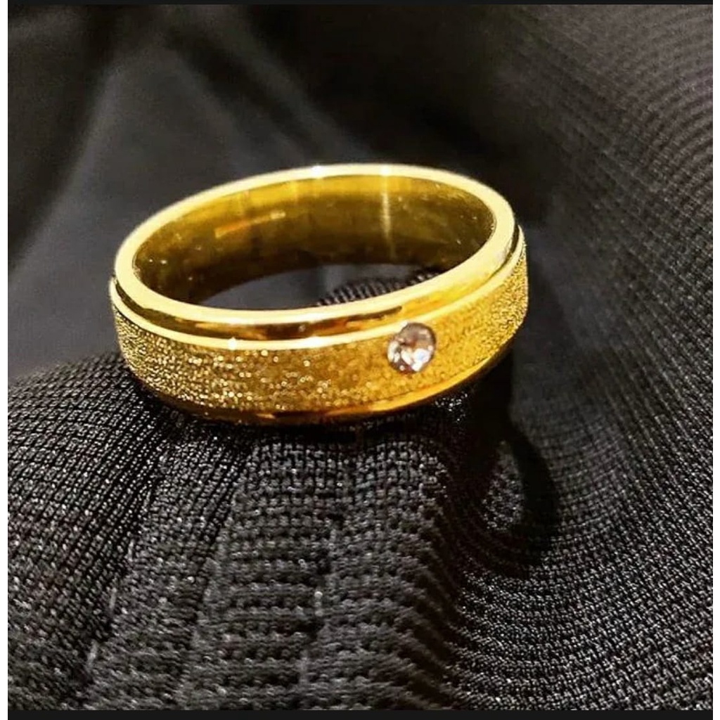 Cincin Couple Hitam Titanium Stainless Steel Pasir Mata 1 Dan Sisi Rata Polos Anti Karat Selamanya Fashion Ring Pria Wanita Gaul Metal Gaya Elegan Kasual