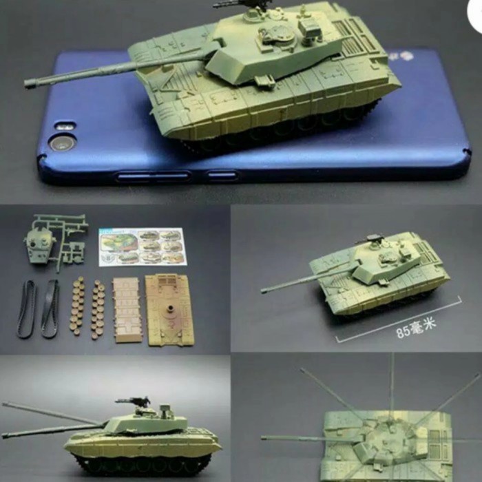 Diecast Miniatur Tank Tempur Militer Rakitan PLA98 Tentara TNI Sk 1:72