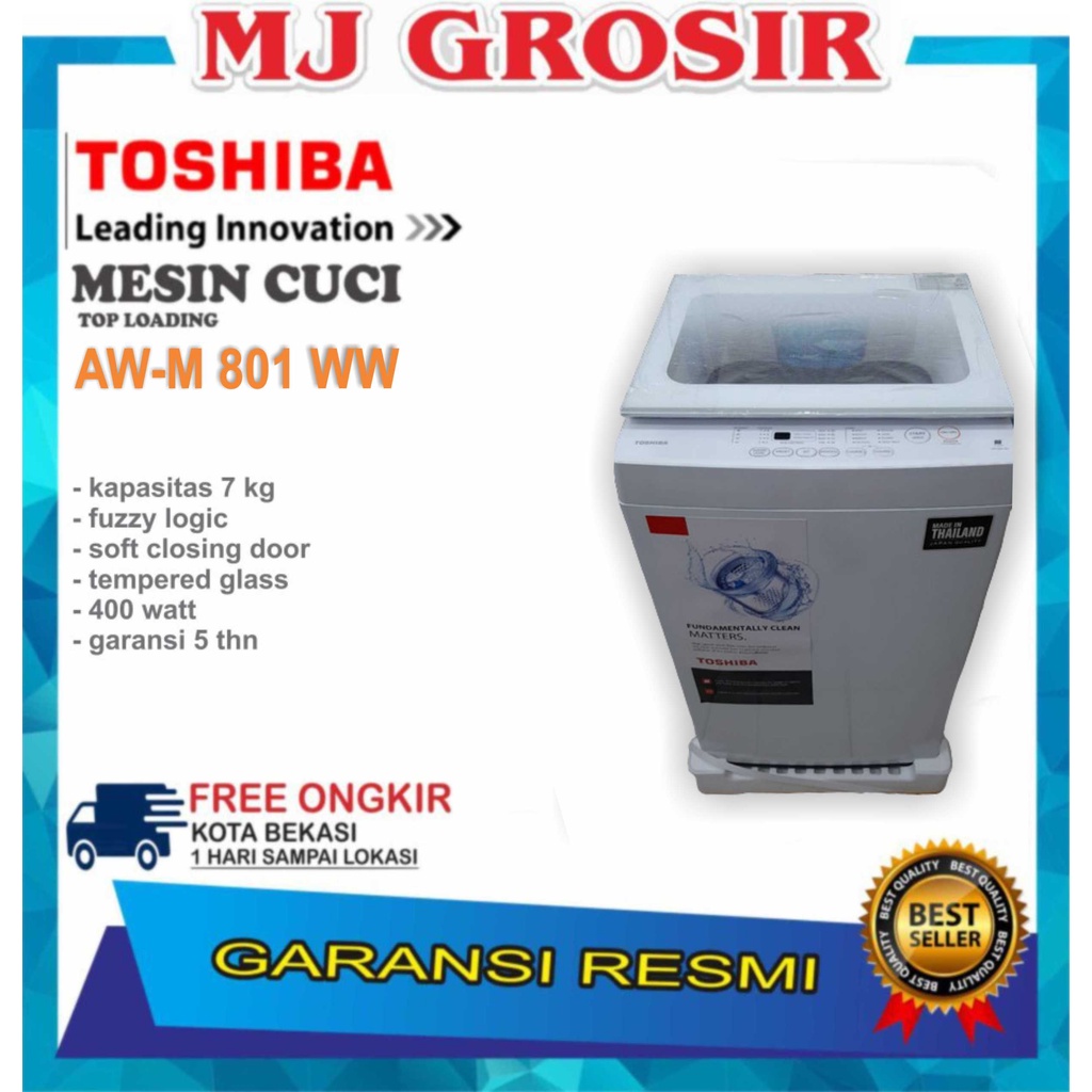 MESIN CUCI 1 TABUNG TOSHIBA AW-M 801 WW TOP LOADING 7 KG PUTIH