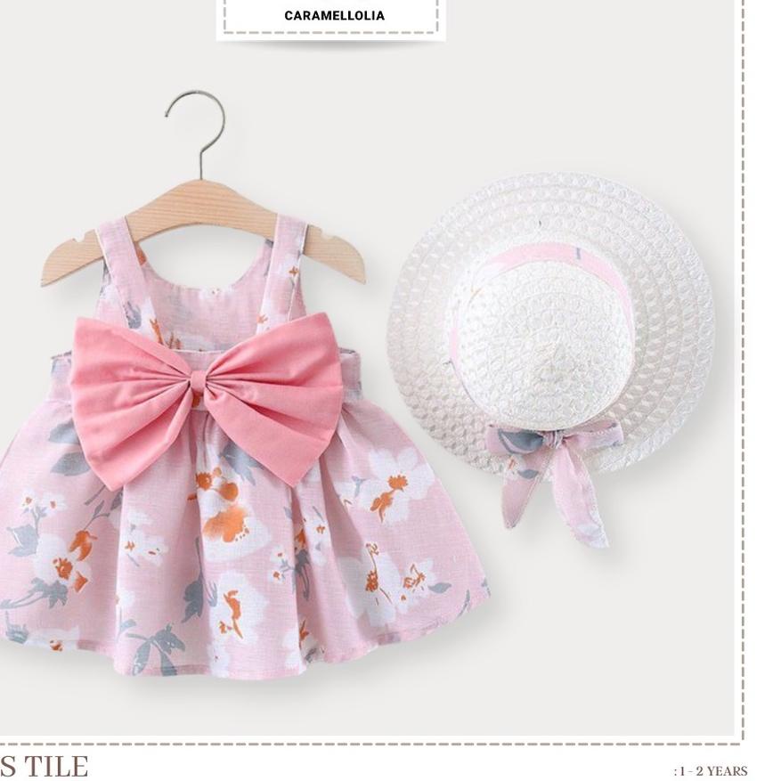 ✶ Baju bayi perempuan GRATIS TOPI dress anak baju pantai anak perempuan baju santai Dress Delia ➷