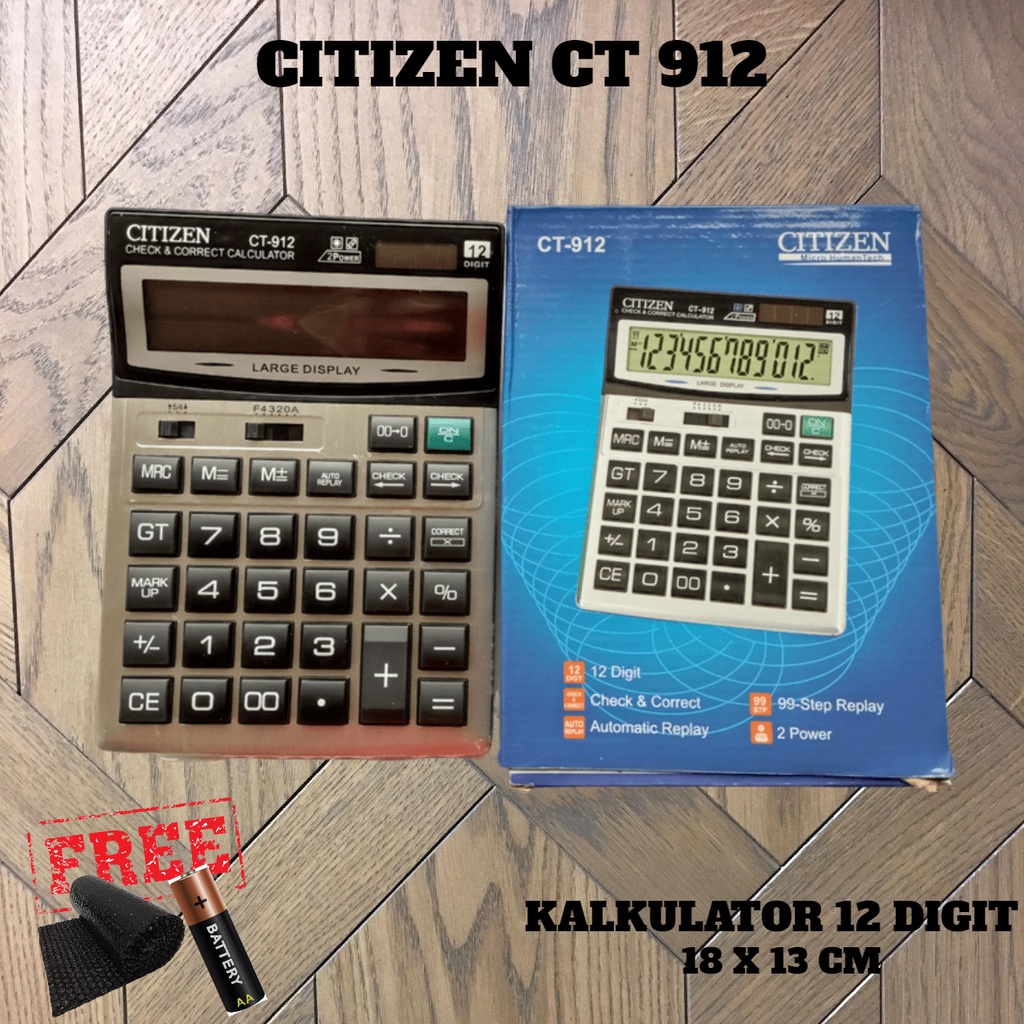 

Kalkulator Besar Dagang Sekolah Kantor Display Jumbo 12 Digit 99 Steps Auto Replay Auto Off CT 912