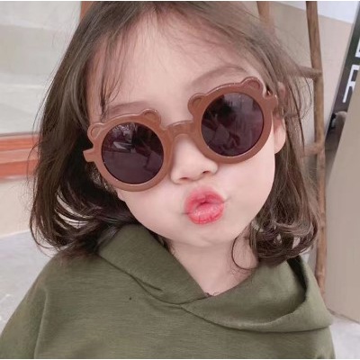 【Bayar di tempat】Kacamata Hitam Retro Matte Anak Laki-Laki / Perempuan Frame Bulat Kacamata Anak New Trend/Fashion Anak Terbaru Telinga Beruang kacamata hitam High Quality Import Kacamata Fashion