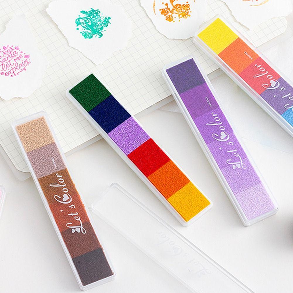 MXBEAUTY Rainbow Ink Pad Tidak Beracun Anak-Anak Hadiah DIY Kerajinan Scrapbooking Sekolah Kantor Newborn Tapak Inkpad