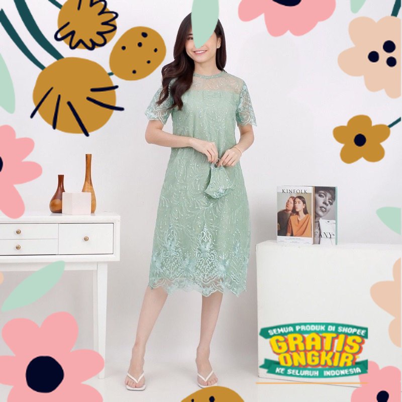 DRESS NATAL BROKAT ALEA / DRESS BROKAT WANITA KRISTEN / DRESS IMLEK MURAH / DRESS PESTA WANITA / DRE