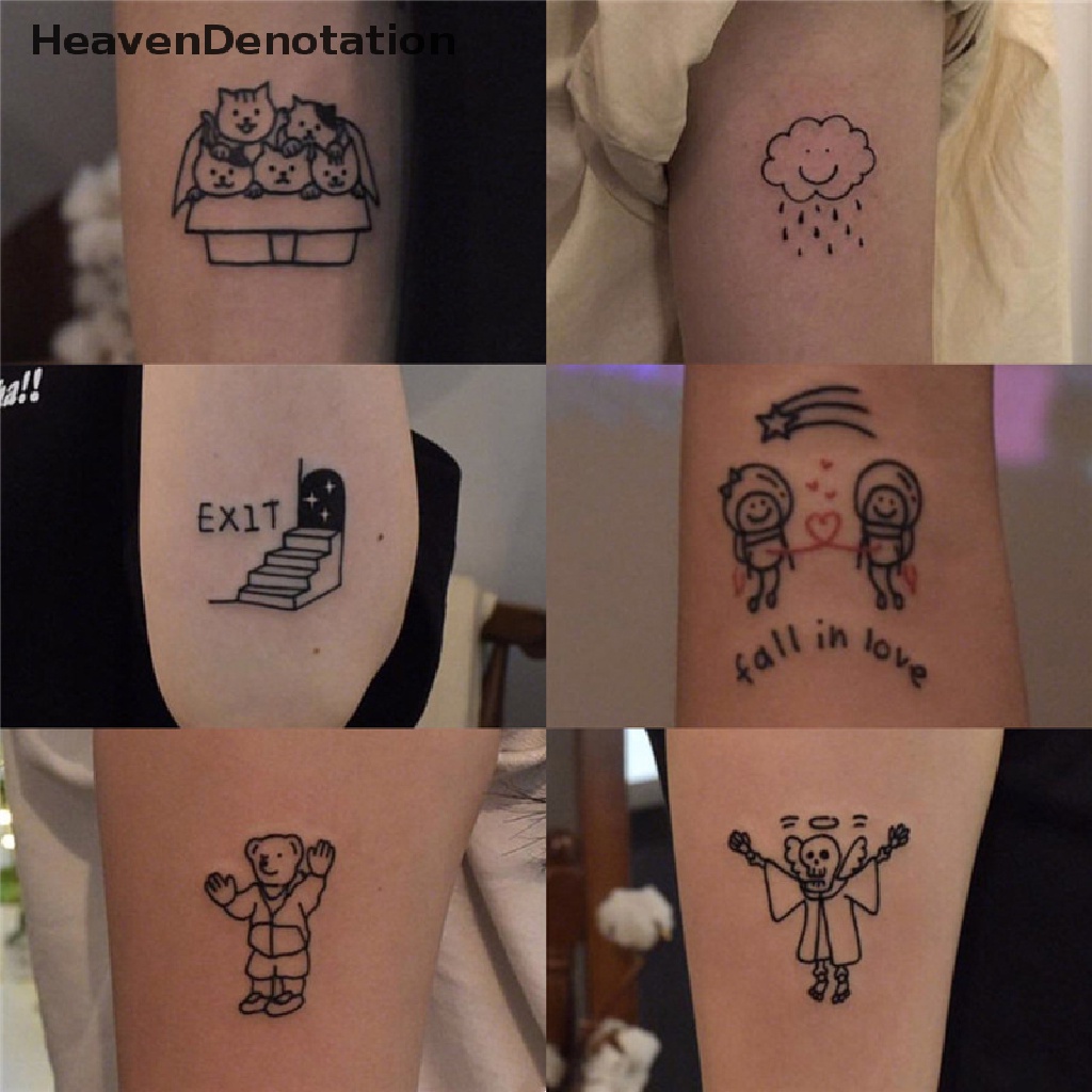 [HeavenDenotation] Sexy Alfabet Inggris Garis Panjang Tahan Air Tato Palsu Stiker Untuk Wanita Kembali Transfer Air Tattos Sementara Pesta Decal HDV